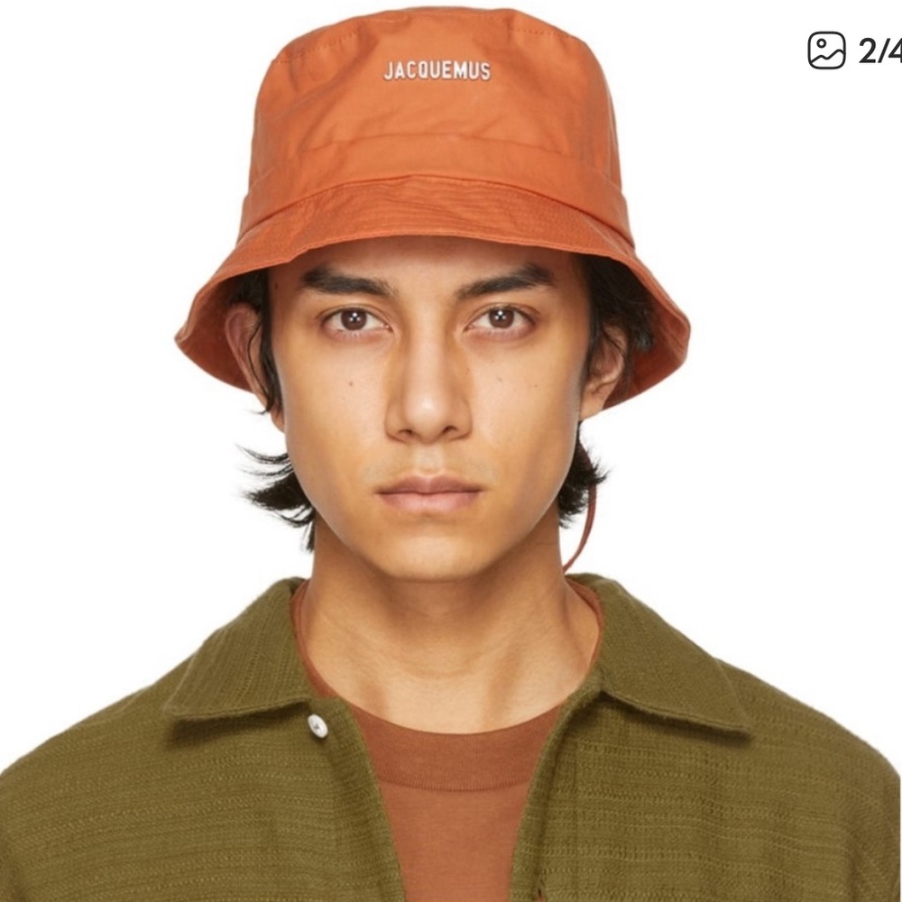 Jacquemus Orange Cotton Bucket Hat - Picture 2 of 5